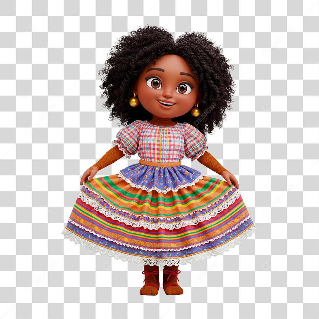 Personagem Menina com Roupa de Festa Junina PNG Transparente