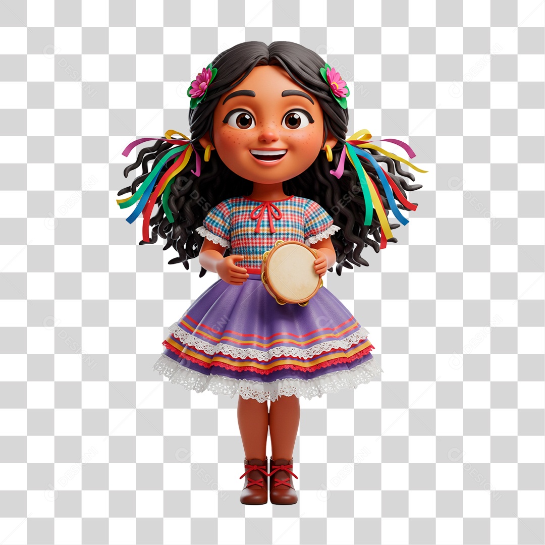 Personagem Menina com Roupa de Festa Junina PNG Transparente