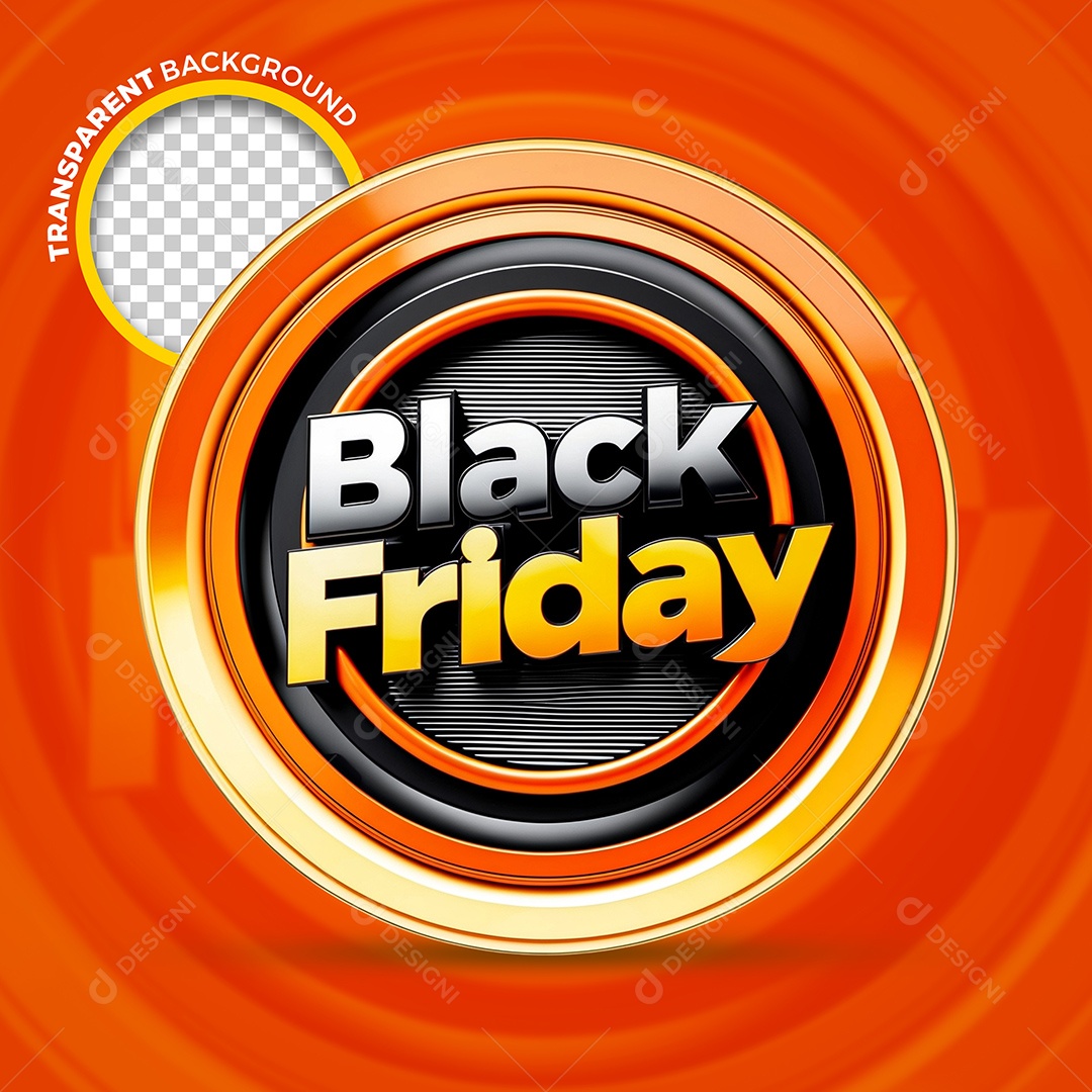 Selo 3D Black Friday para Composição PSD