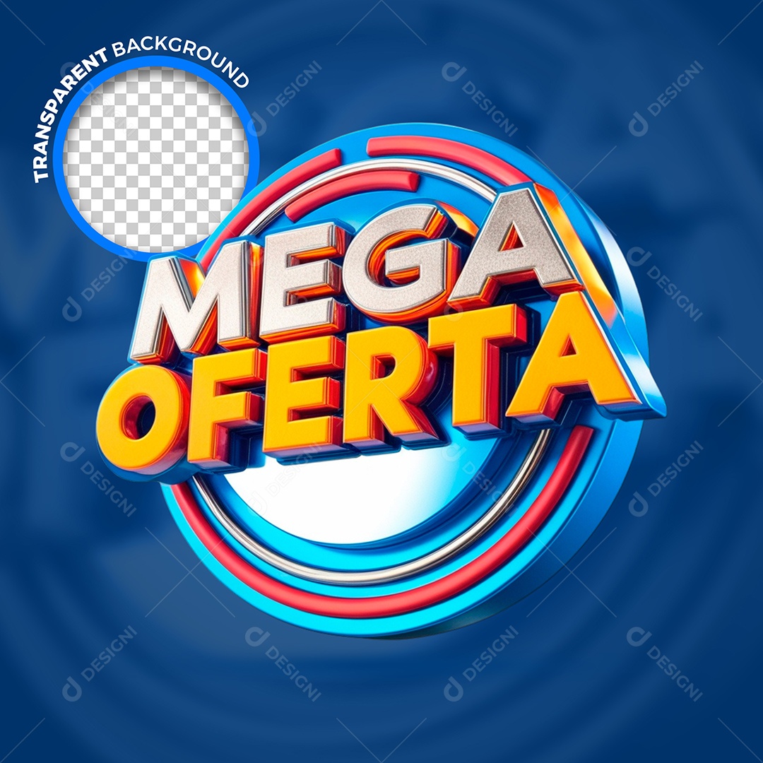 Selo 3D Mega Oferta para Composição PSD