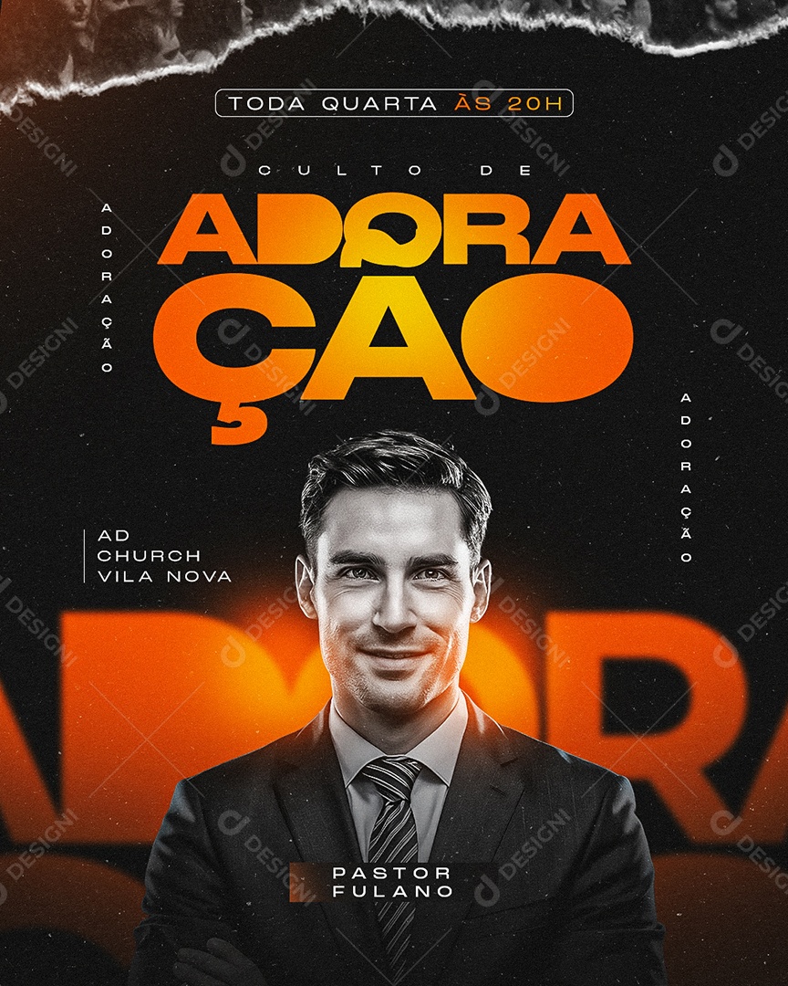 Gospel Culto de Adoração Social Media PSD Editável