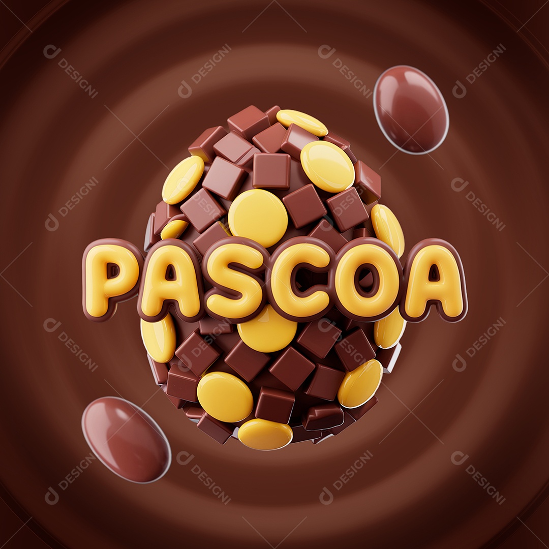 Páscoa Selo 3D  para Composição PSD