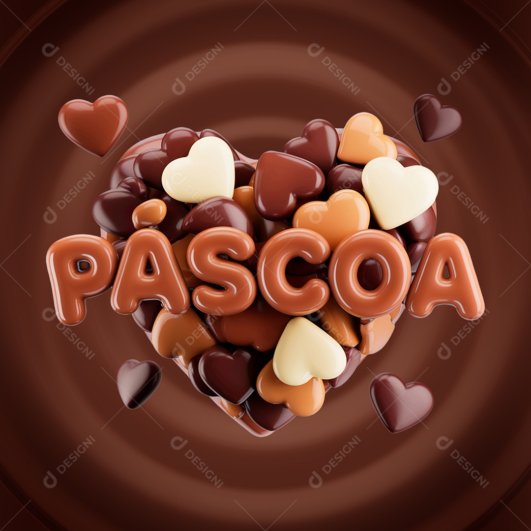 Páscoa Selo 3D para Composição PSD