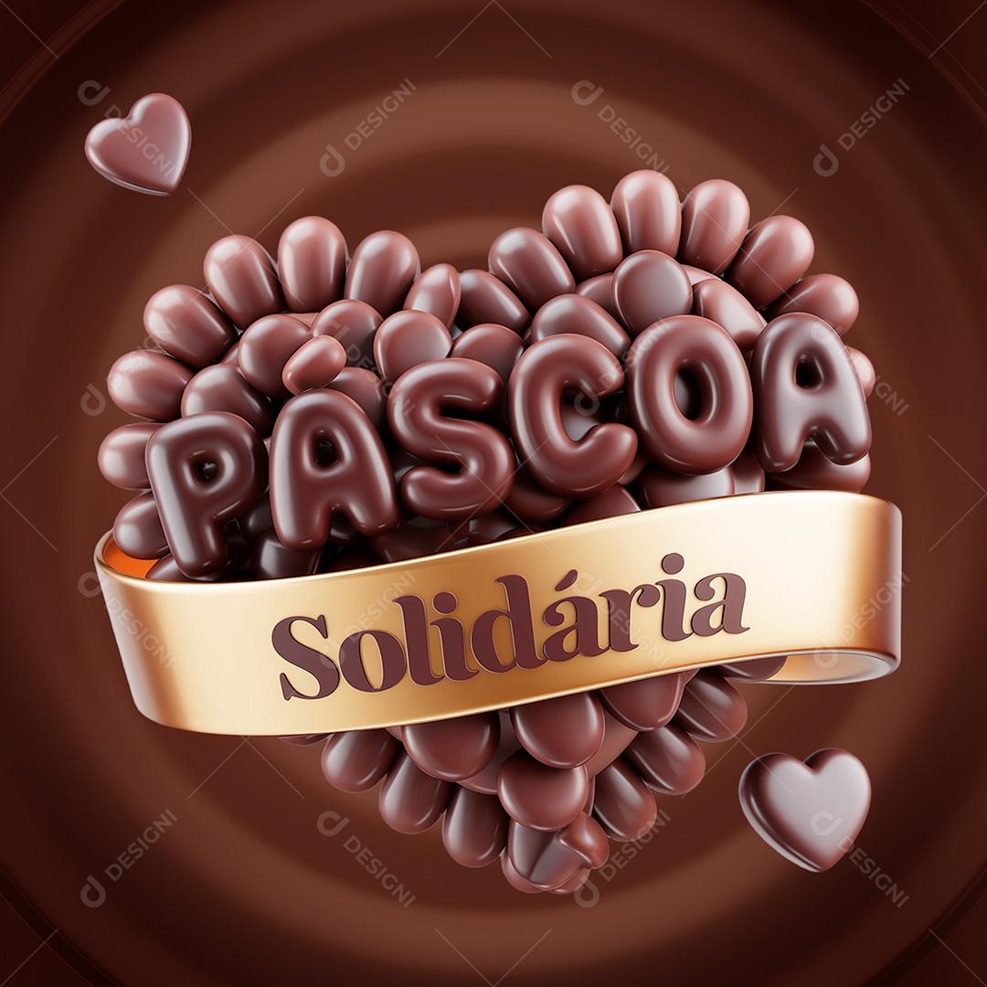 Páscoa Solitária Selo 3D para Composição PSD