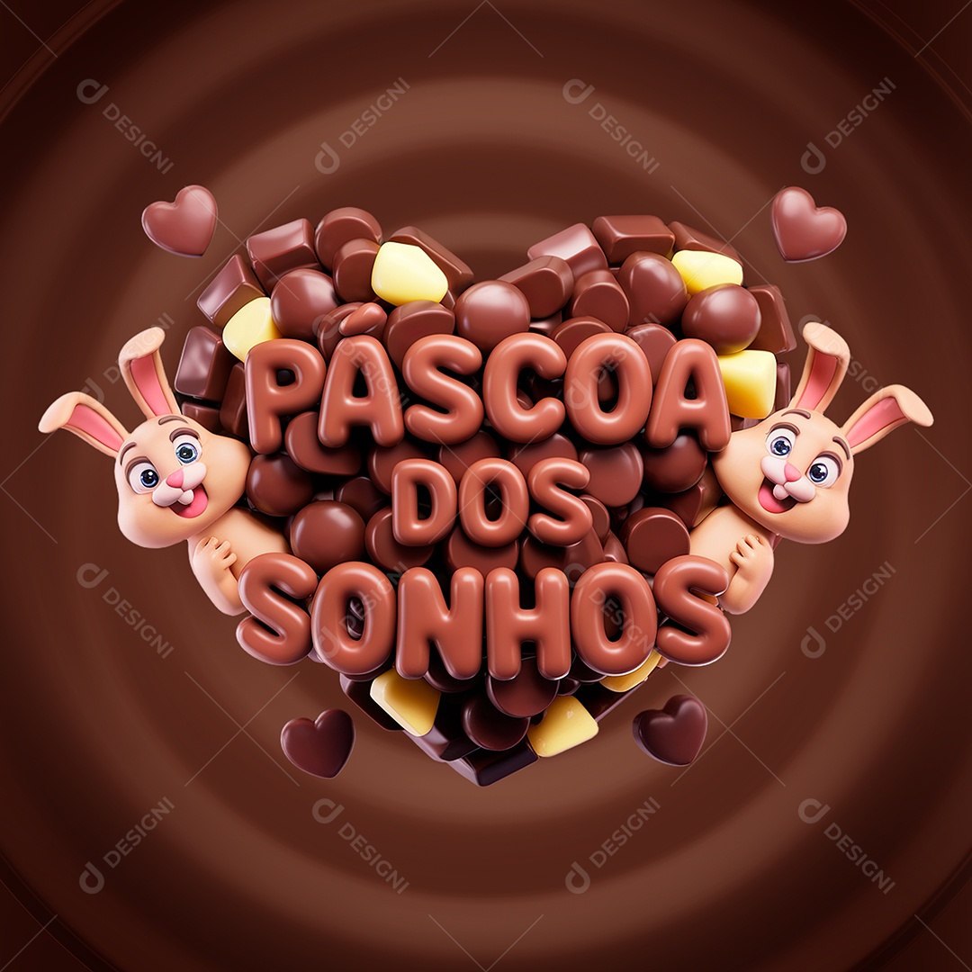 Páscoa Dos Sonhos Selo 3D para Composição PSD