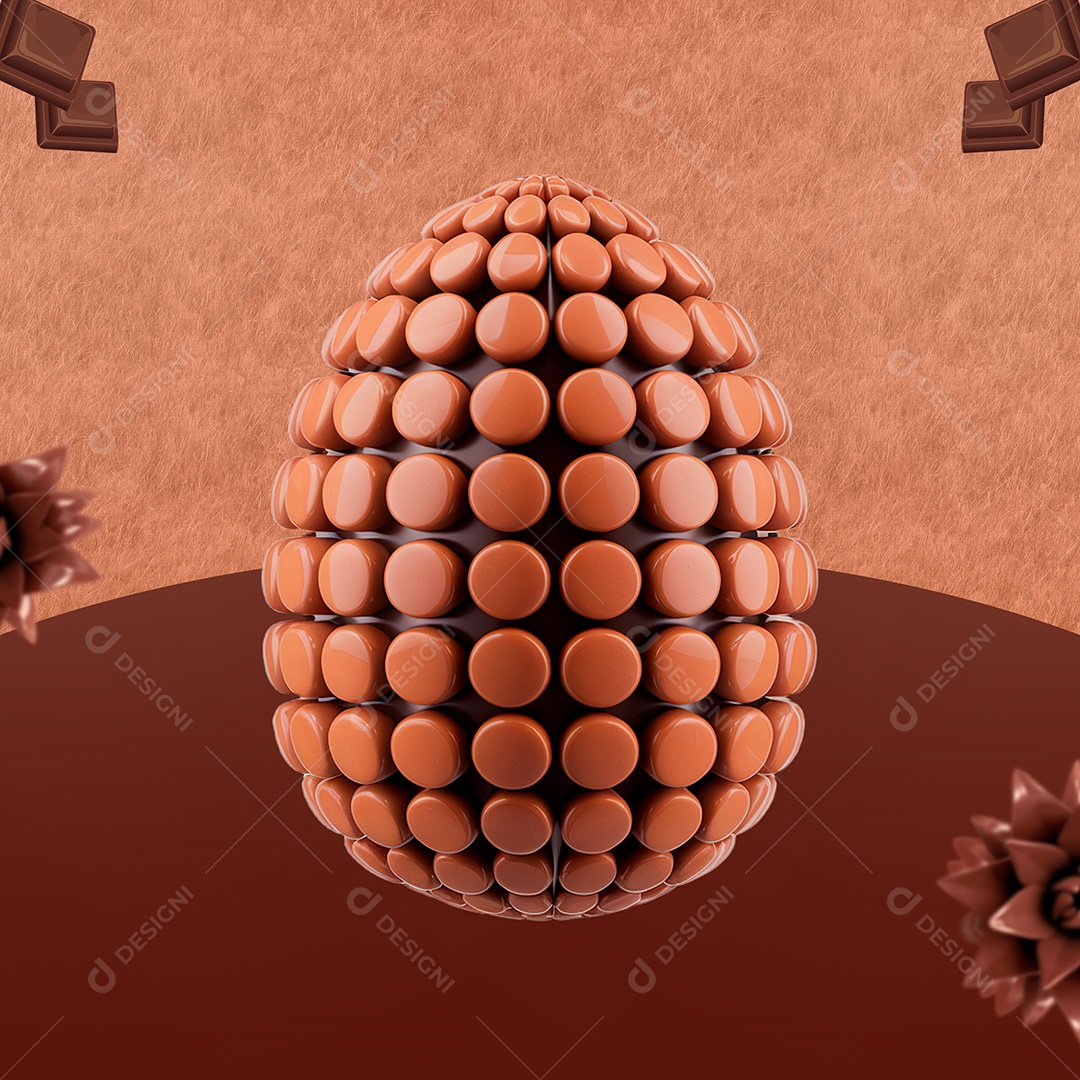 Ovo de Páscoa Elemento 3D para Composição PSD