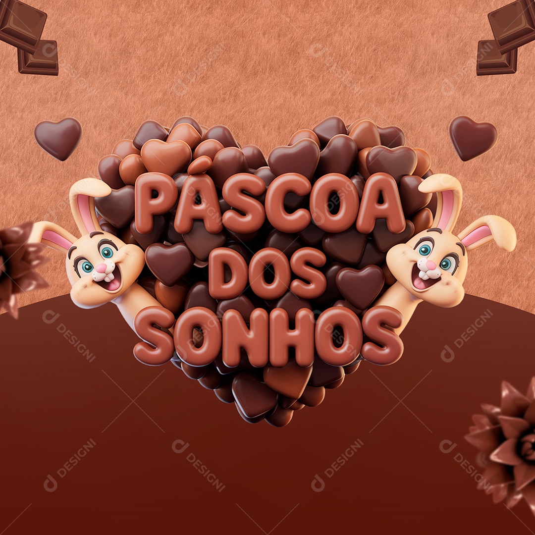 Páscoa Dos Sonhos Selo 3D para Composição PSD