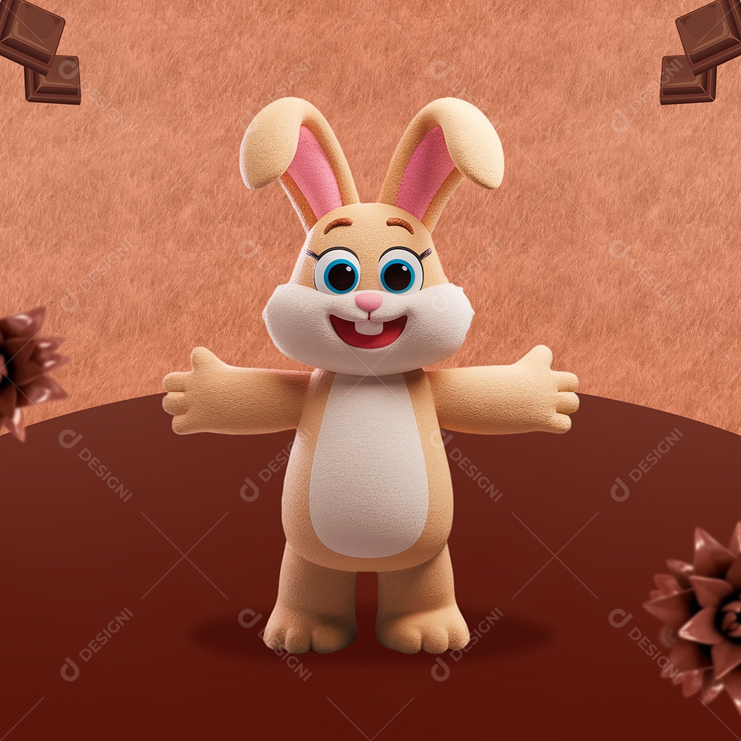 Coelho da Páscoa Elemento 3D para Composição PSD