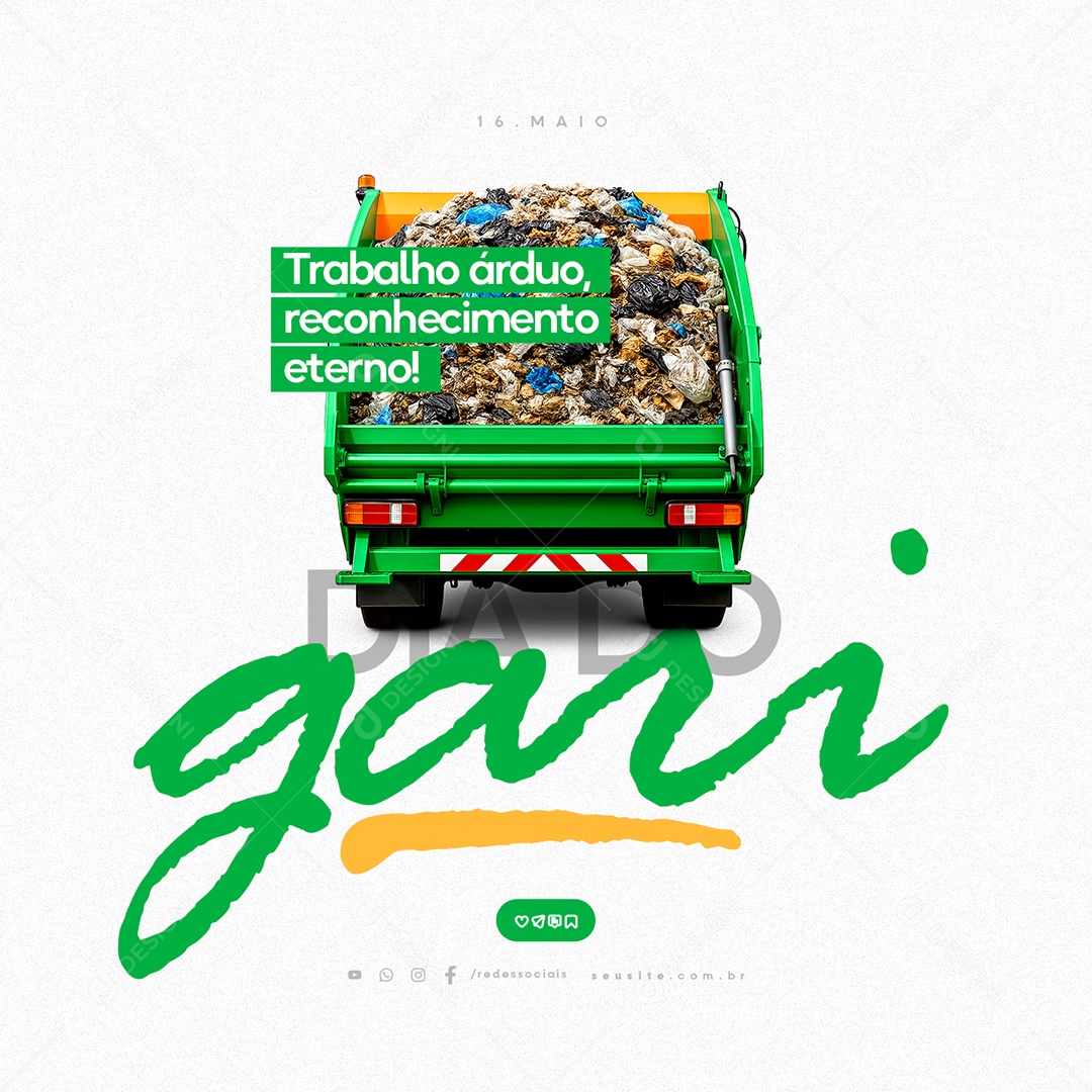 Dia do Gari 16 de Maio Social Media PSD Editável