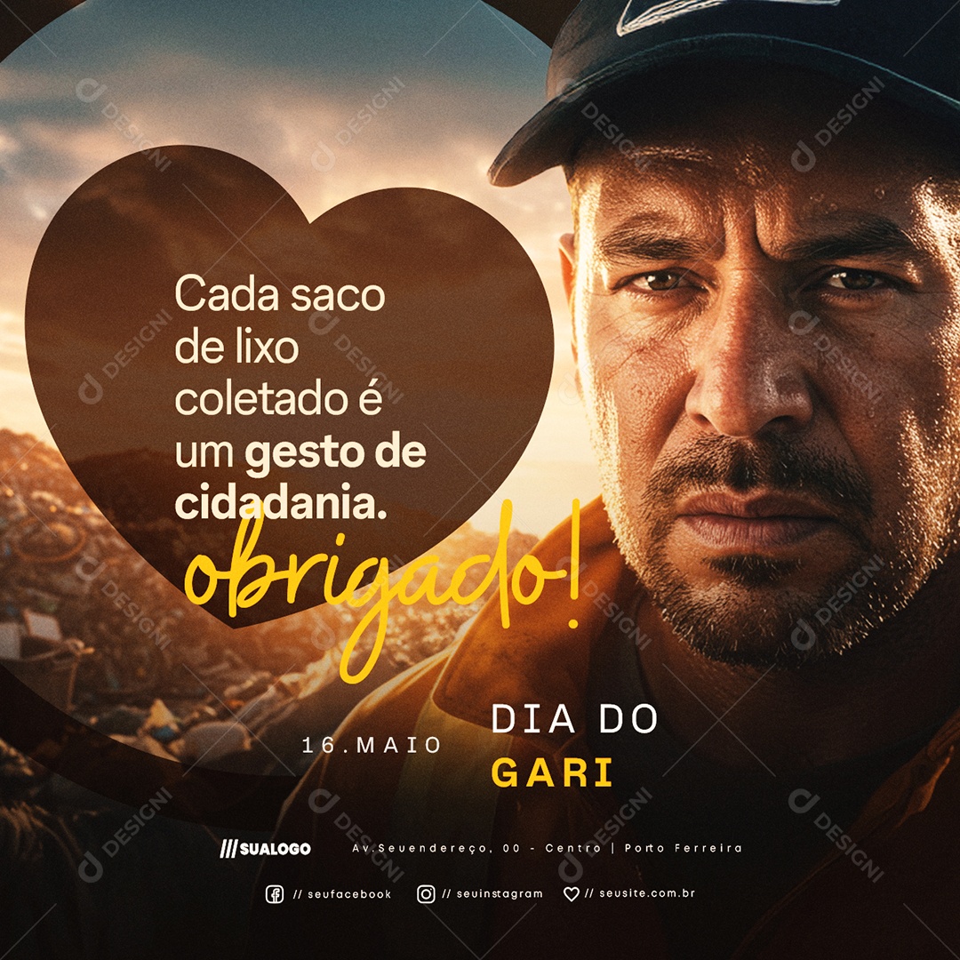 Dia do Gari 16 de Maio Social Media PSD Editável
