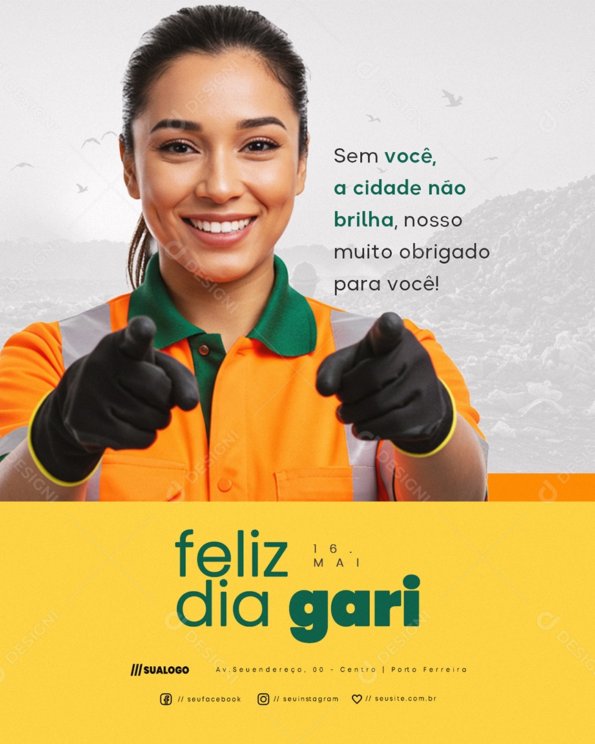 Feliz Dia do Gari 16 de Maio Social Media PSD Editável