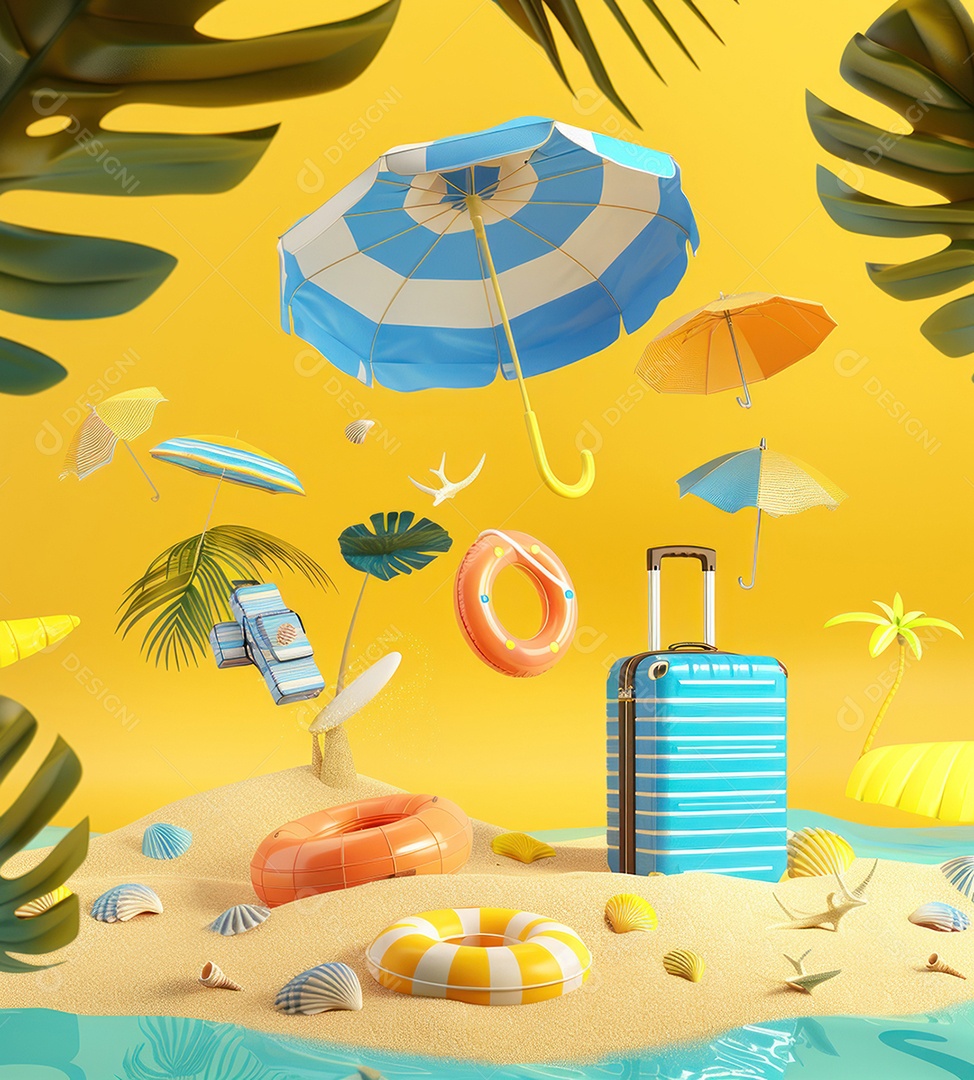 Moldura de praia de verão com estrelas do mar e conchas