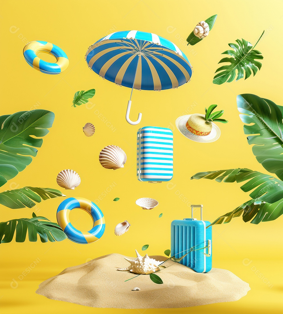 Moldura de praia de verão com estrelas do mar e conchas