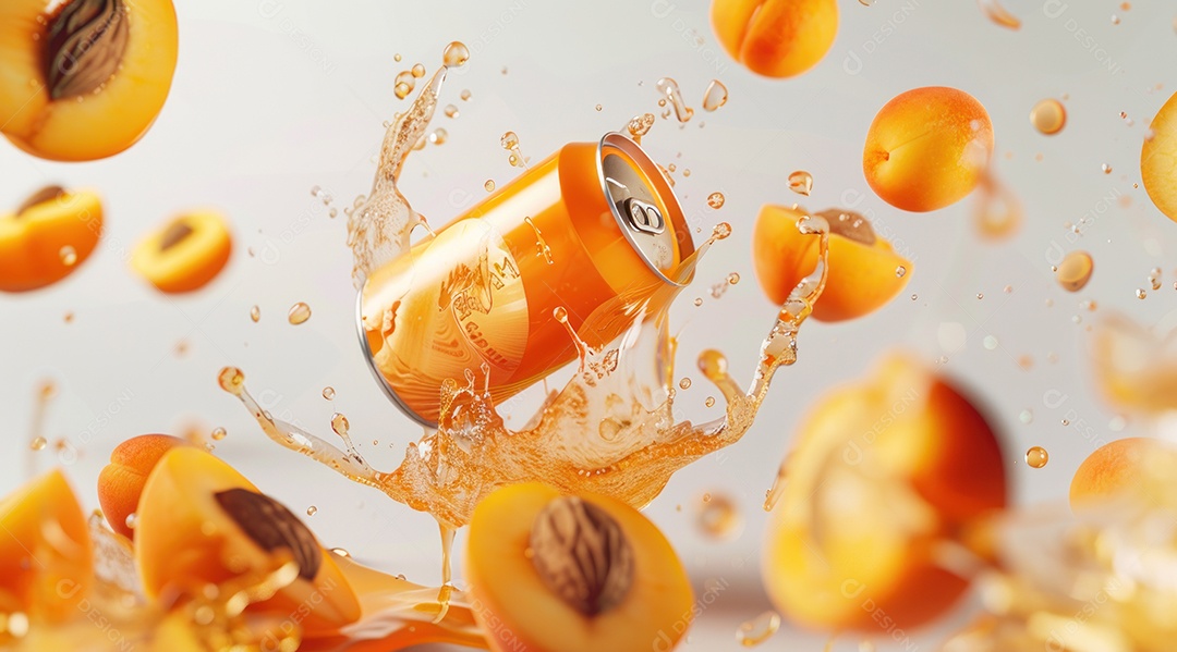 Lata de alumínio com suco de fruta refrescante e com gás