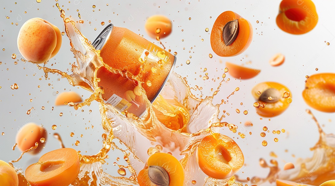 Lata de alumínio com suco de fruta refrescante e com gás