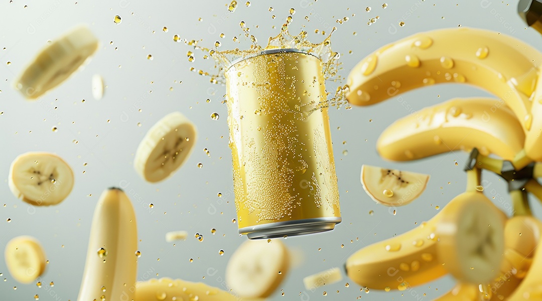 Lata de alumínio com suco de fruta refrescante e com gás