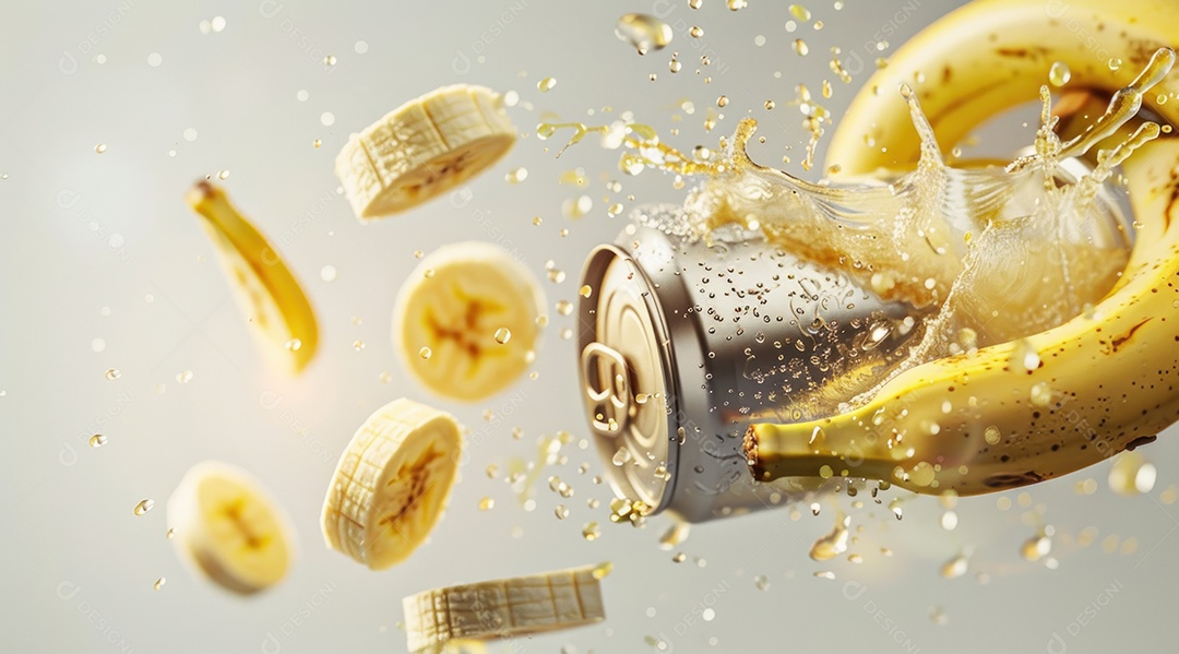 Lata de alumínio com suco de fruta refrescante e com gás