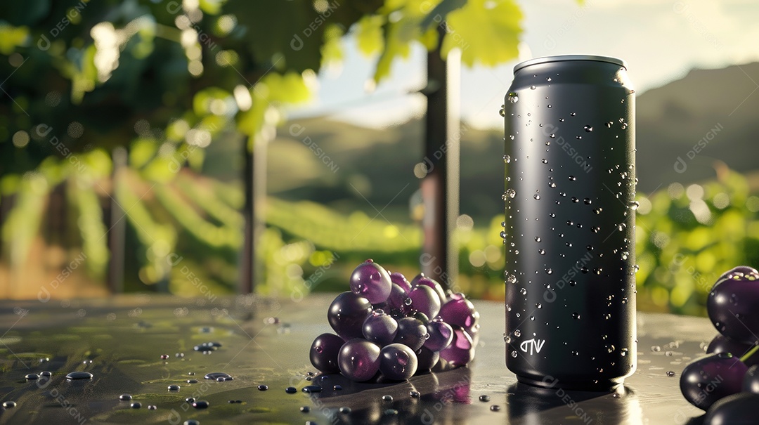 Lata de alumínio com suco de fruta refrescante e com gás