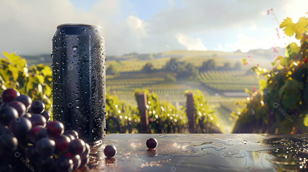 Lata de alumínio com suco de fruta refrescante e com gás