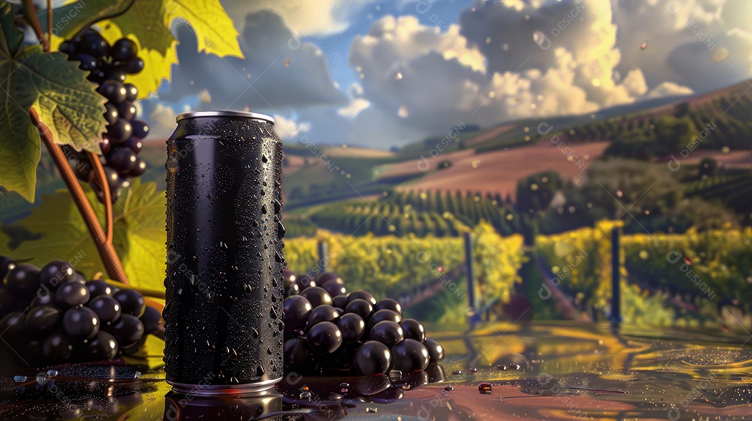 Lata de alumínio com suco de fruta refrescante e com gás