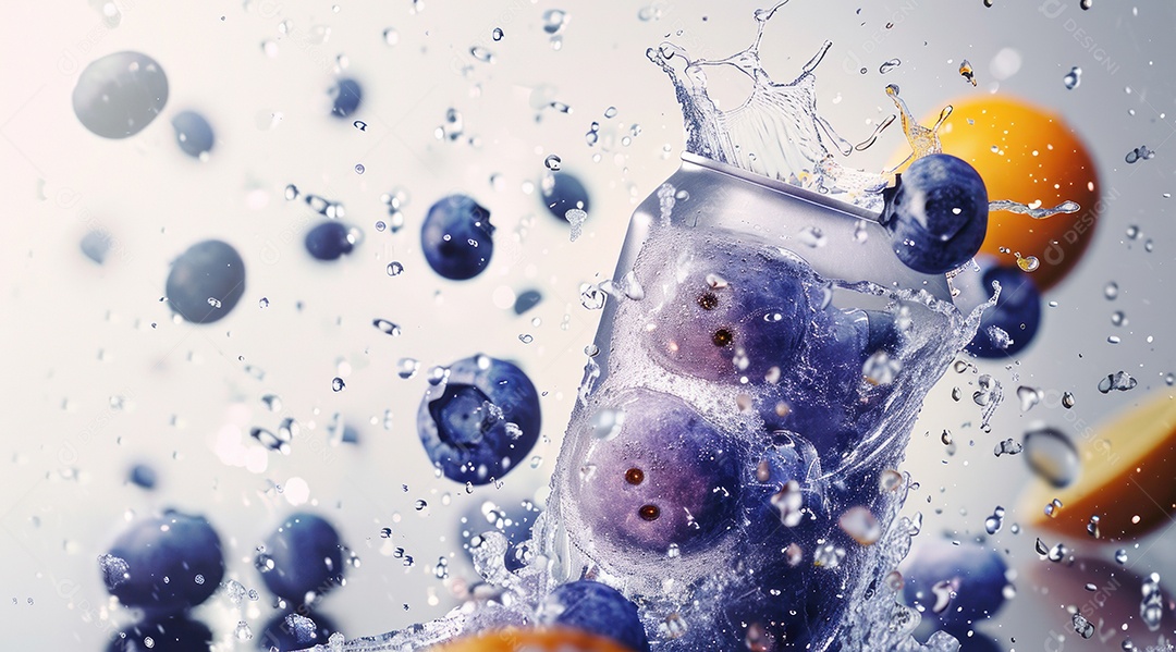 Lata de alumínio com suco de fruta refrescante e com gás