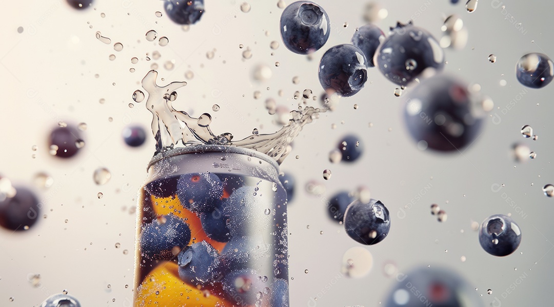 Lata de alumínio com suco de fruta refrescante e com gás
