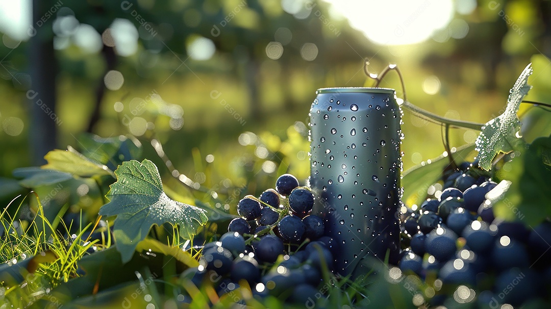 Lata de alumínio com suco de fruta refrescante e com gás