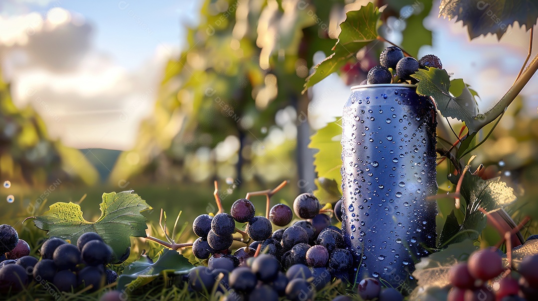 Lata de alumínio com suco de fruta refrescante e com gás