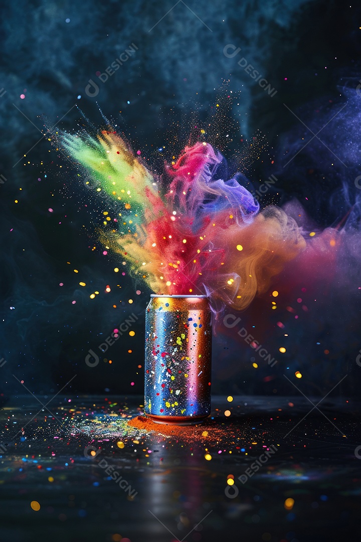 Lata de alumínio com suco de fruta refrescante e com gás