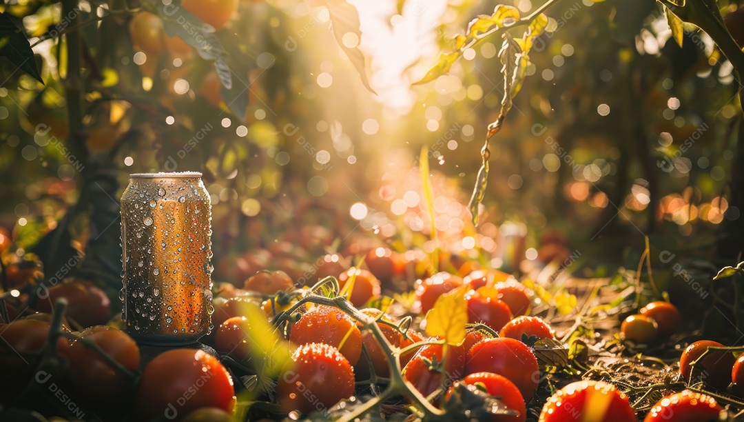 Lata de alumínio com suco de fruta refrescante e com gás