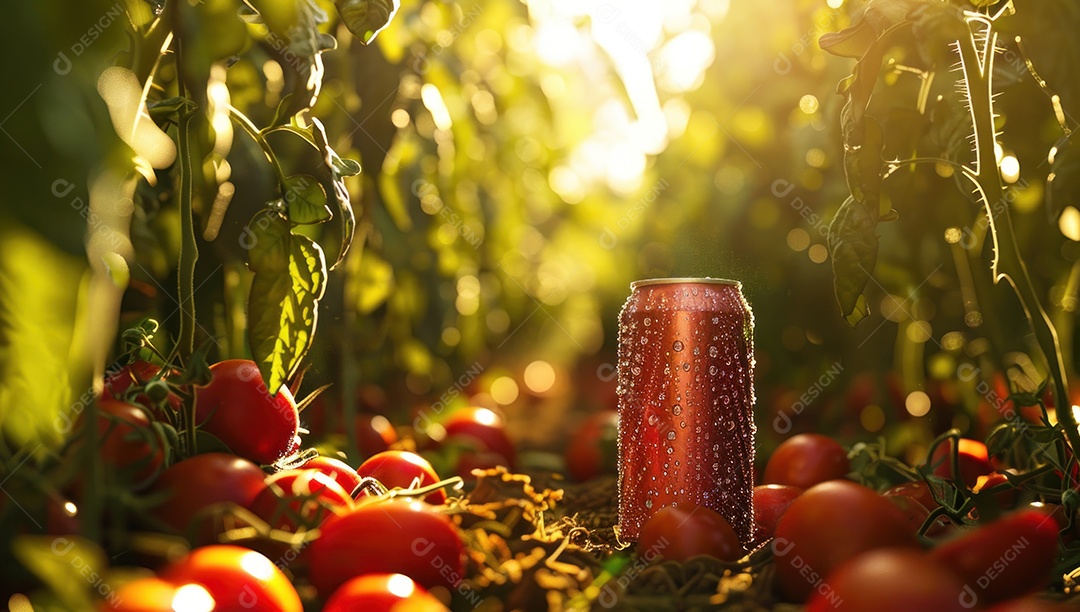 Lata de alumínio com suco de fruta refrescante e com gás