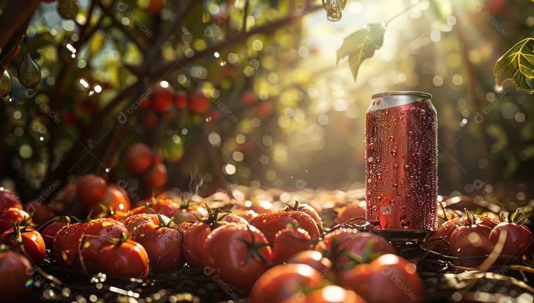 Lata de alumínio com suco de fruta refrescante e com gás