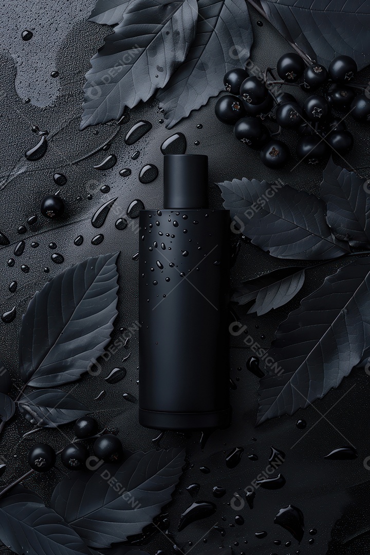 Banner de frasco xampu de luxo em fundo preto