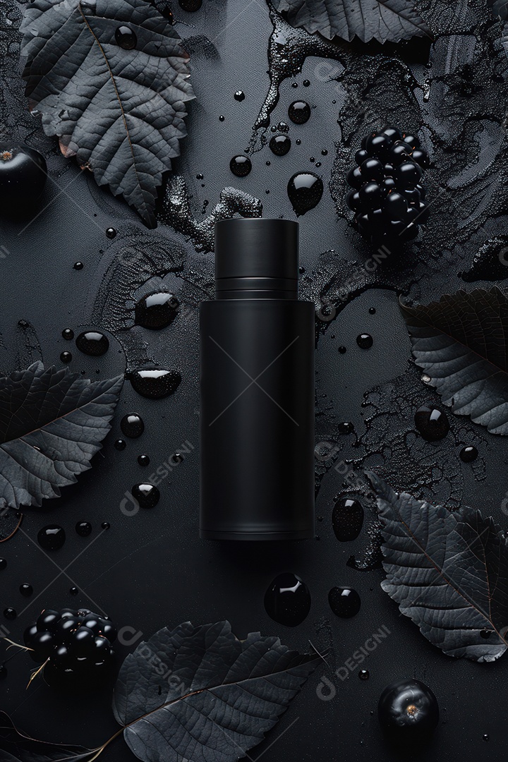 Banner de frasco xampu de luxo em fundo preto