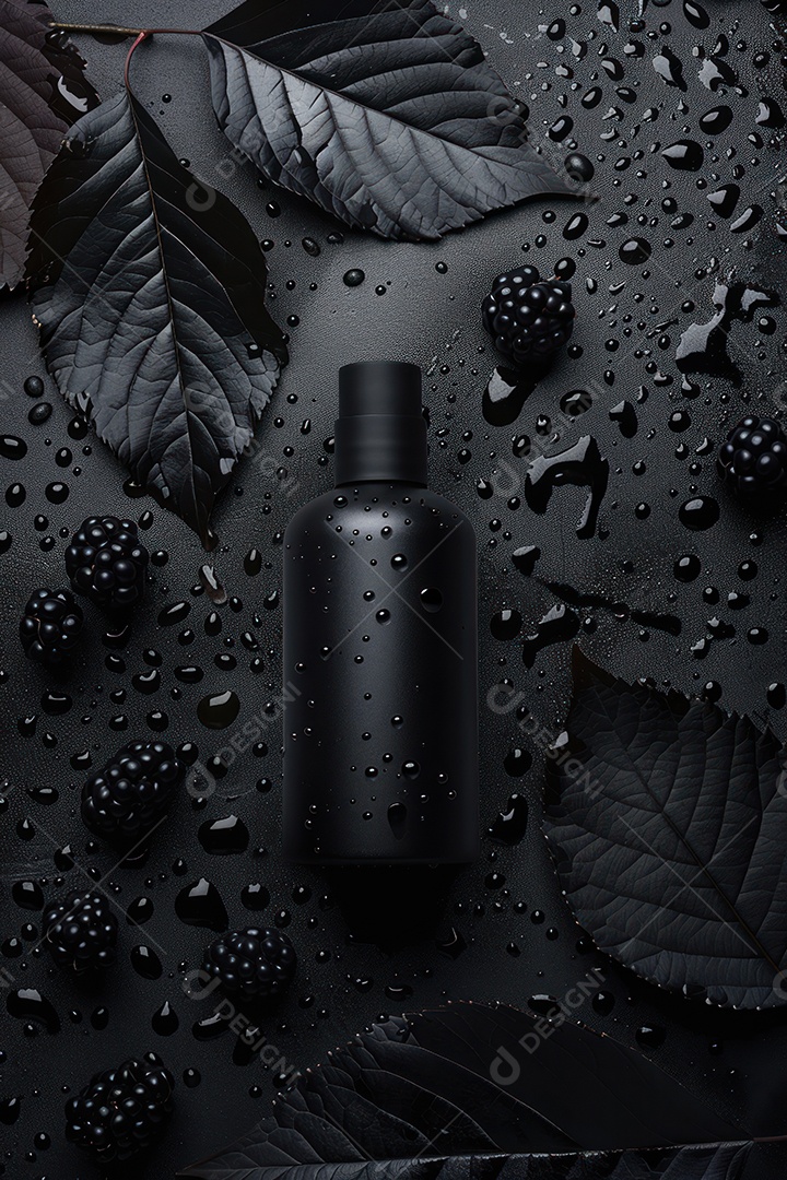 Banner de frasco xampu de luxo em fundo preto