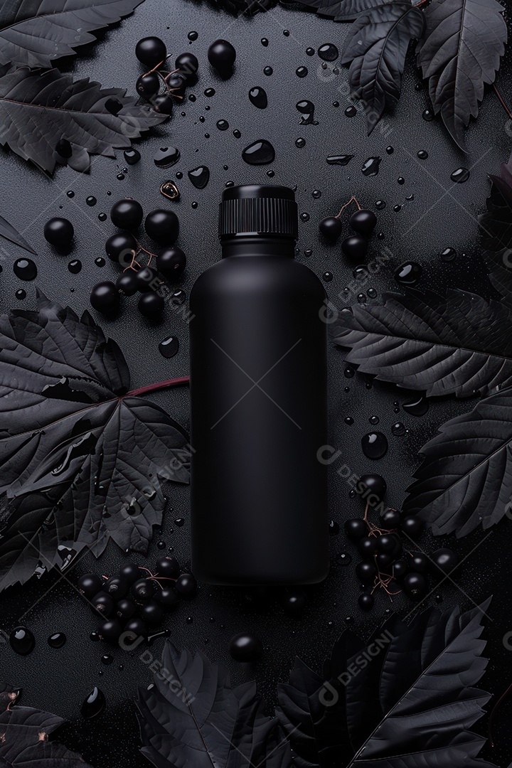 Banner de frasco xampu de luxo em fundo preto