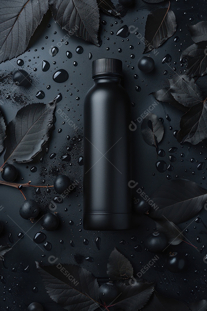 Banner de frasco xampu de luxo em fundo preto