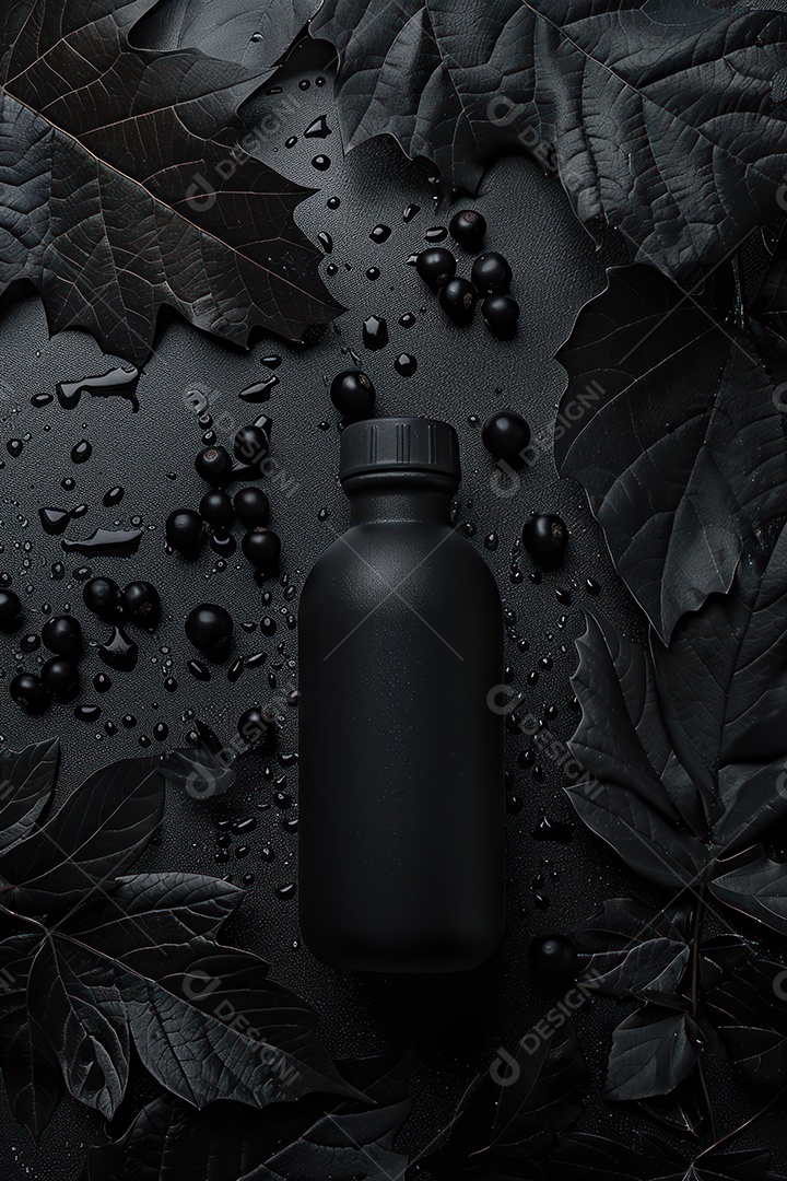 Banner de frasco xampu de luxo em fundo preto