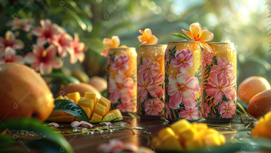 Smoothie de frutas fresco em um copo com fatias de fruta sobre uma mesa de madeira