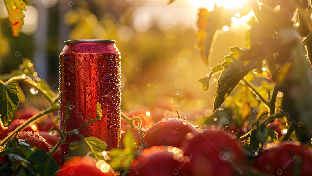 Lindo fundo para mockup de lata de suco de tomate em propaganda