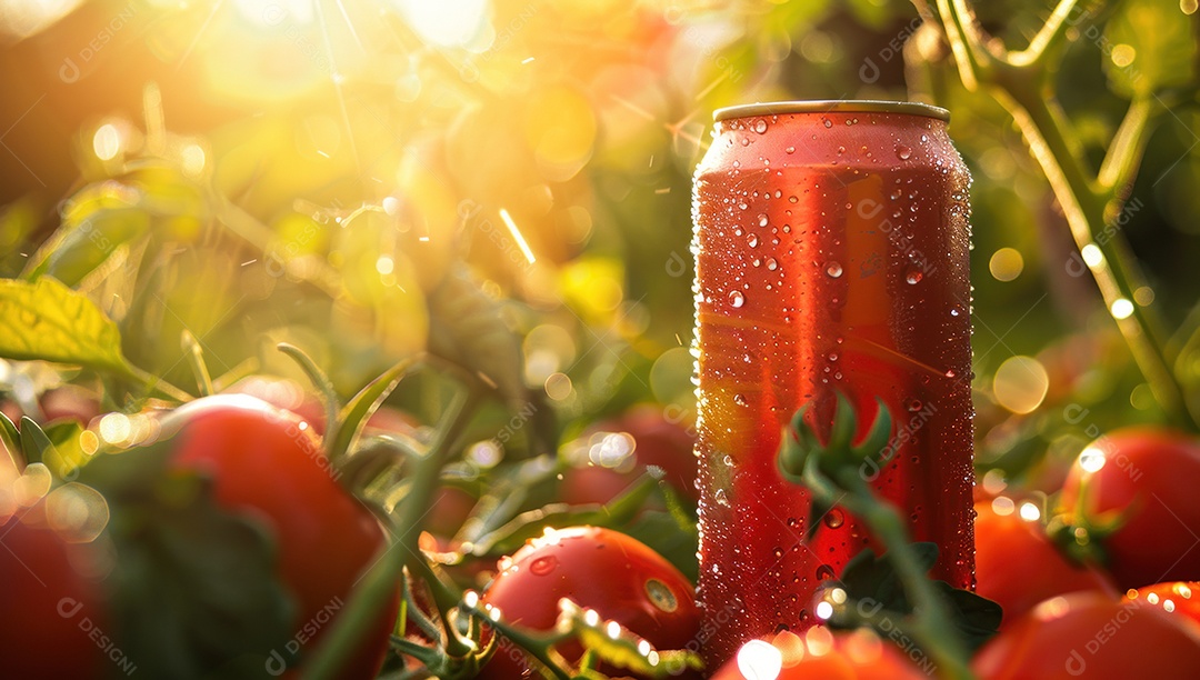 Lindo fundo para mockup de lata de suco de tomate em propaganda