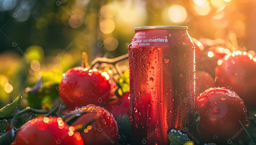 Lindo fundo para mockup de lata de suco de tomate em propaganda