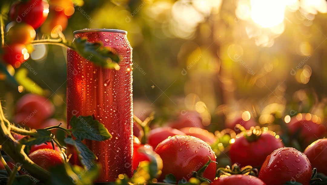 Lindo fundo para mockup de lata de suco de tomate em propaganda