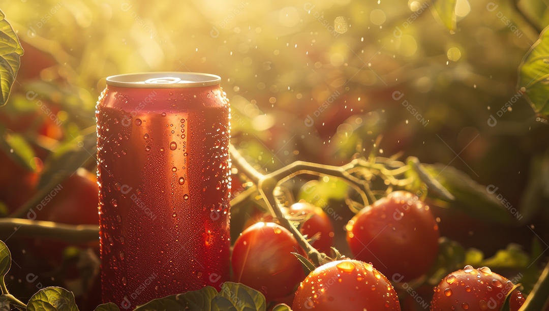 Lindo fundo para mockup de lata de suco de tomate em propaganda