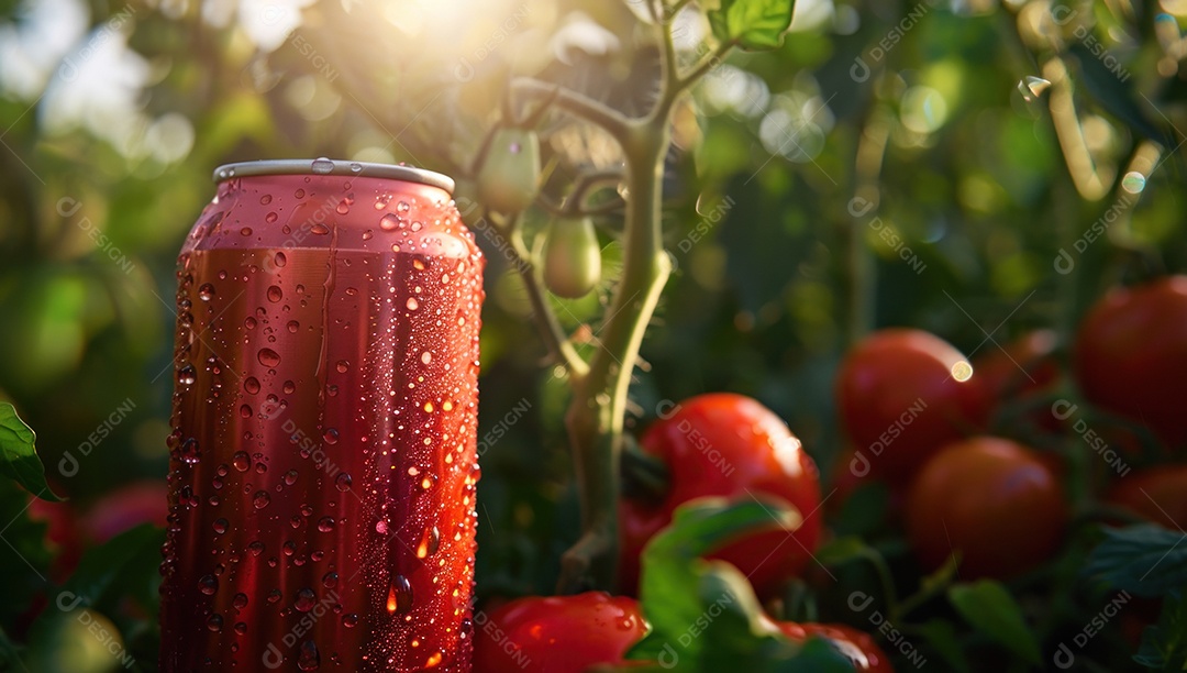 Lindo fundo para mockup de lata de suco de tomate em propaganda