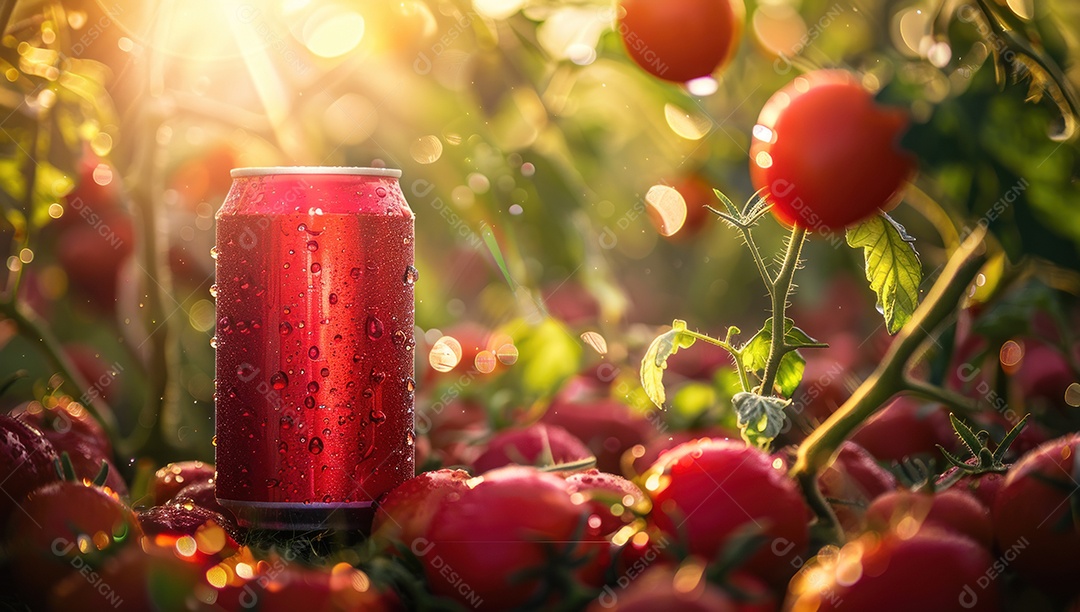 Lindo fundo para mockup de lata de suco de tomate em propaganda