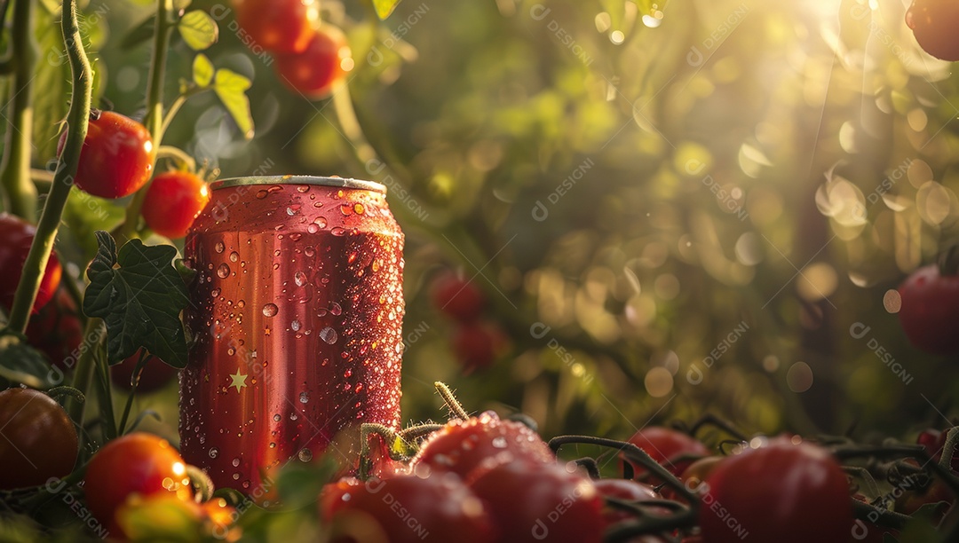 Lindo fundo para mockup de lata de suco de tomate em propaganda