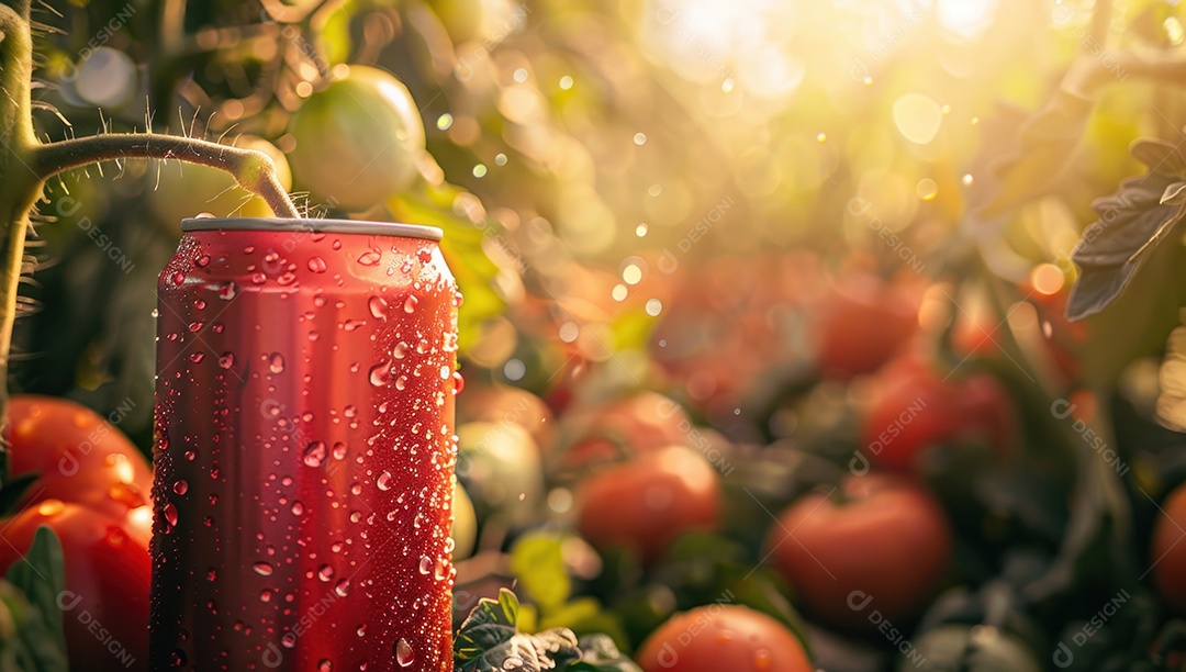 Lindo fundo para mockup de lata de suco de tomate em propaganda