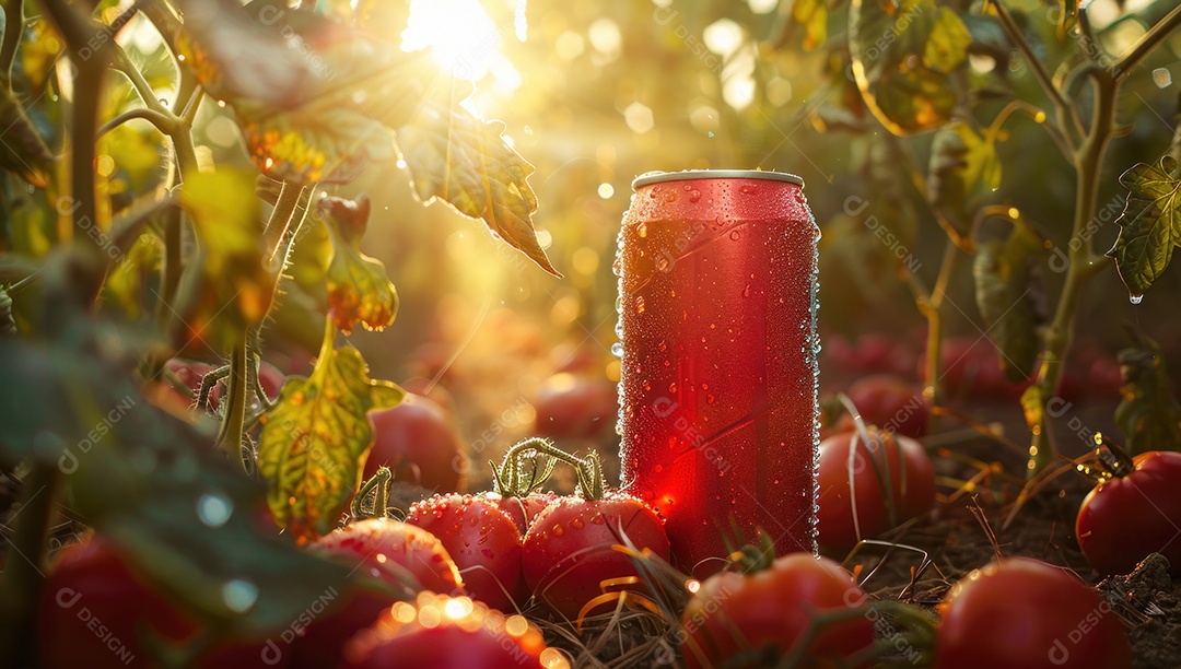 Lindo fundo para mockup de lata de suco de tomate em propaganda