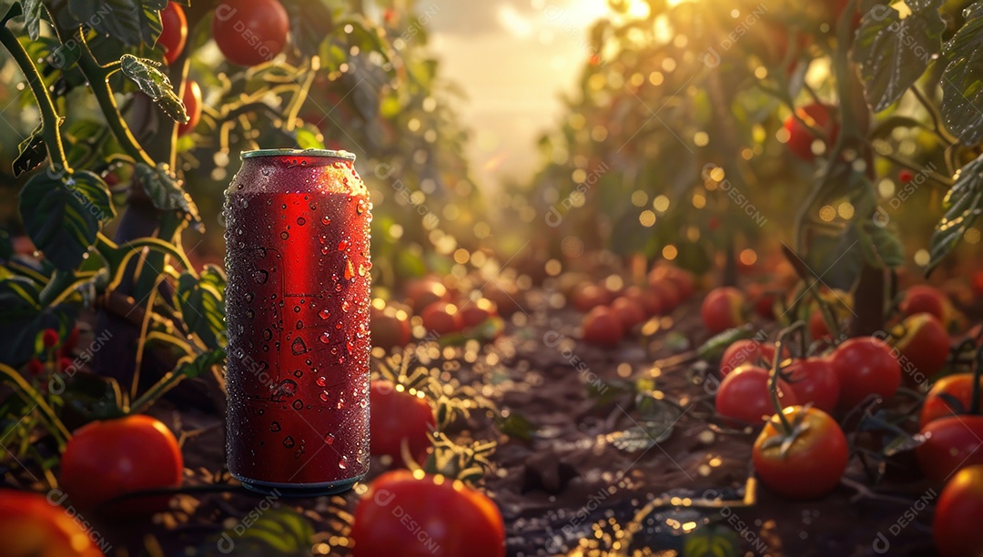Lindo fundo para mockup de lata de suco de tomate em propaganda